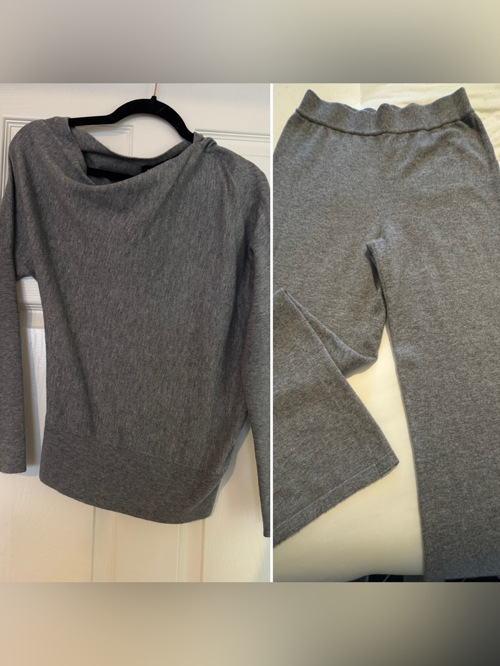 Express Gray Knit Sweater Set - Off the shoulder top & Matching Pants